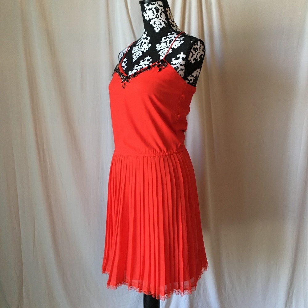 Victoria's Secret 2010 Red Satin Black Rhinestone Embellished Dress, Size XS - Picture 4 of 15